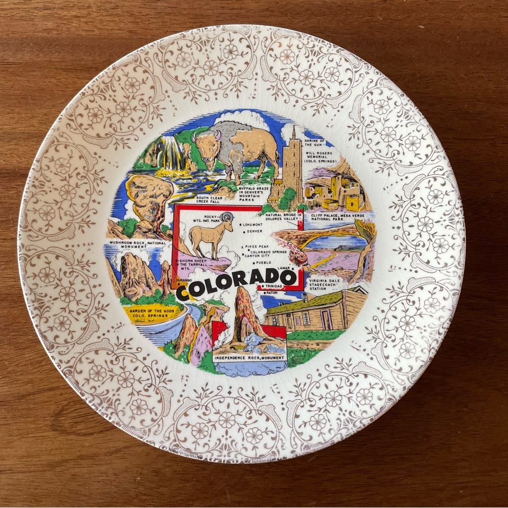 Vintage Colorado State Collectible Souvenir Commemorative Plate 9 Inch
